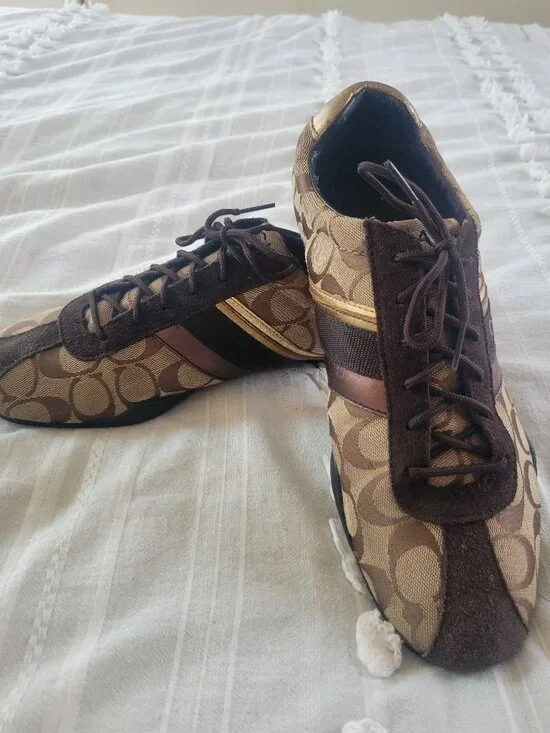 Classic Coach Jayme sneakers in the iconic khaki/brown signature canvas Sz 11 - Picture 2 of 9